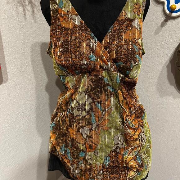 Brown and green floral print - Picture 2 of 8